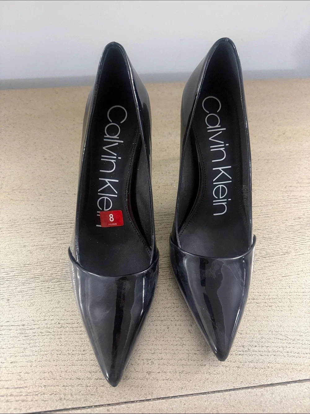 Calvin Klein Black Patent Pointed Pumps